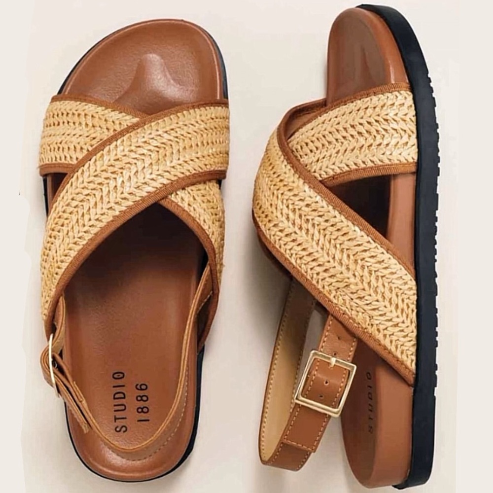 Studio 1886 Woman’s Woven Crisscross Strap Sandals- 7